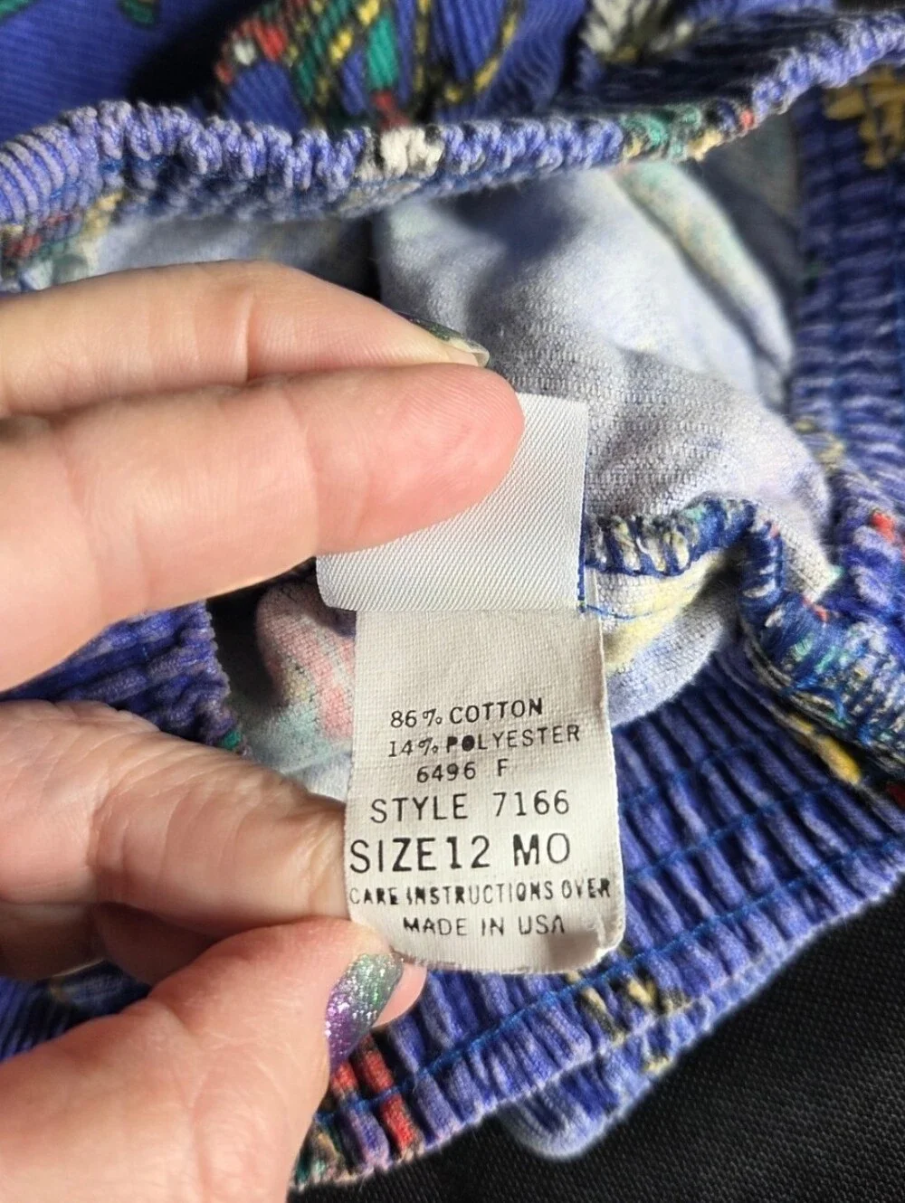 Vintage Perfect Pals Blue Corduroy Cowboy & Indians Pants 12 Mo